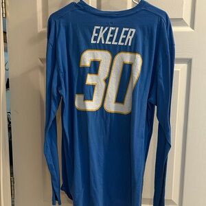 Blue Long Sleeve Sports Ekeler Chargers shirt